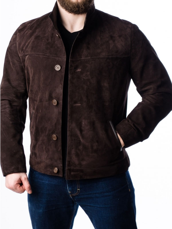 Men's Dark Brown Suede Leather Jacket - Jackets Junction