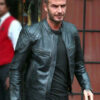 David Beckham Black Biker Jacket