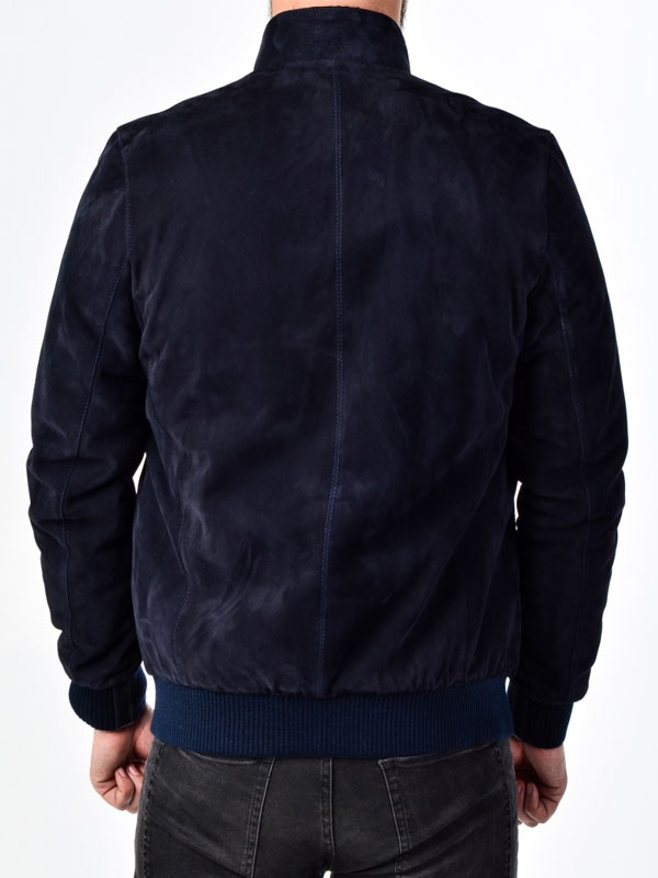 Men's Blue Suede Leather Jacket | Blue Suede Jacket