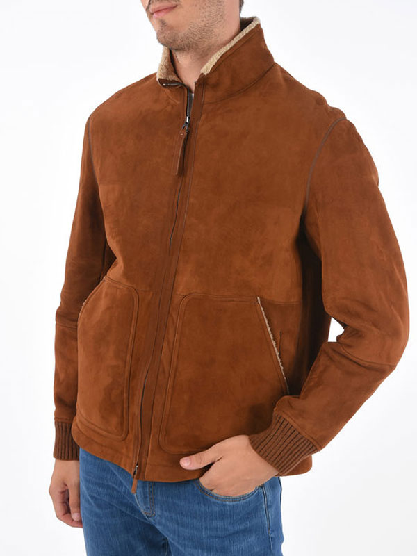Men's Brown Classic Suede-Leather-Jacket
