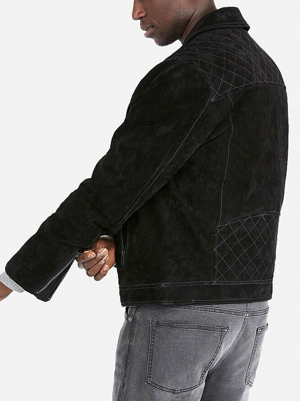 Men's-Black-Express-Genuine-Suede-Quilted-Biker-Leather-Jacket