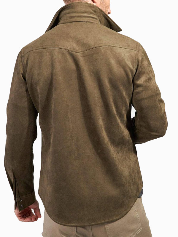 Men's Suede Leather Shirt Jacket - Jackets Junction