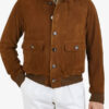 Men's-Buttoned-Suede-Leather-Bomber-Jacket