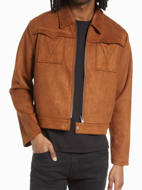 Shirt Style Brown Men's Suede Jacket