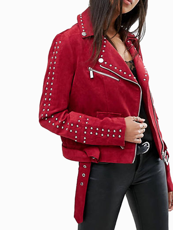 Women's Studded Suede Leather Jacket