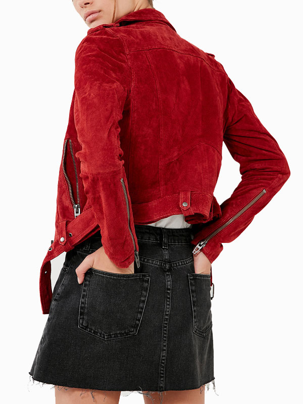 Women's Red Suede Leather Jacket