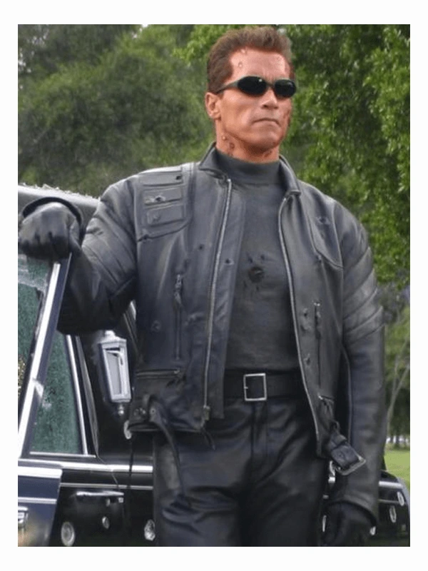 Arnold Schwarzenegger Terminator 3 Black Leather Jacket