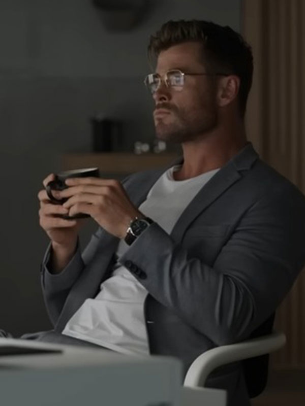 Chris Hemsworth Spiderhead 2022 Grey Blazer