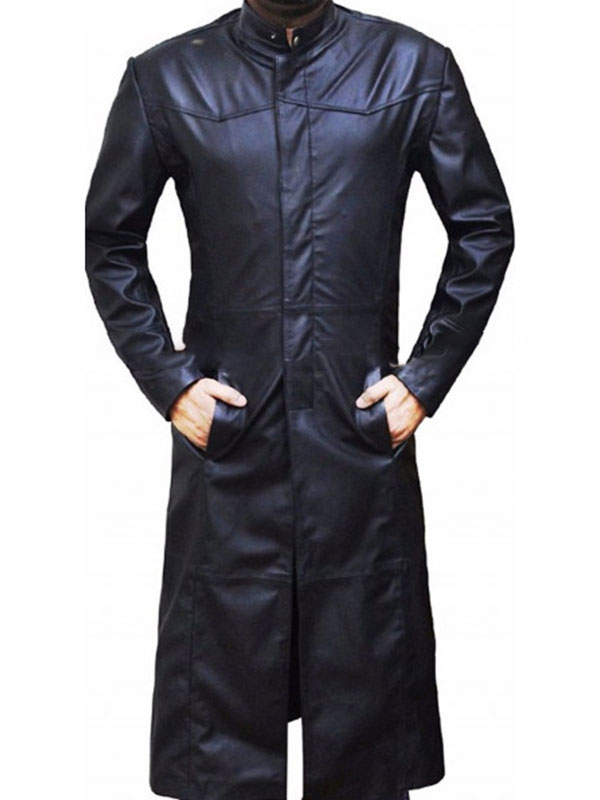 Neo Matrix Keanu Reeves Black Trench Coat - Jackets Junction