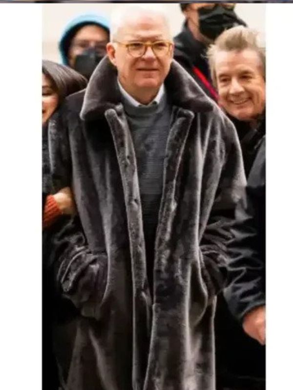 Steve Martin Long Black Fur Coat