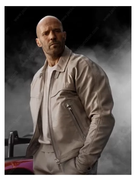 Fast X Jason Statham White Leather Jacket