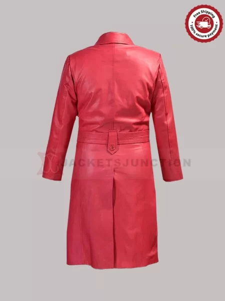 Rita Ora Long Red Leather Jacket Women