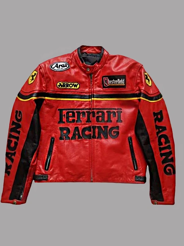 Red Ferrari Racing Jacket | Ferrari F1 Racing Leather Jacket