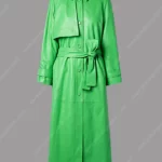 Womens Green Leather Trench Coat
