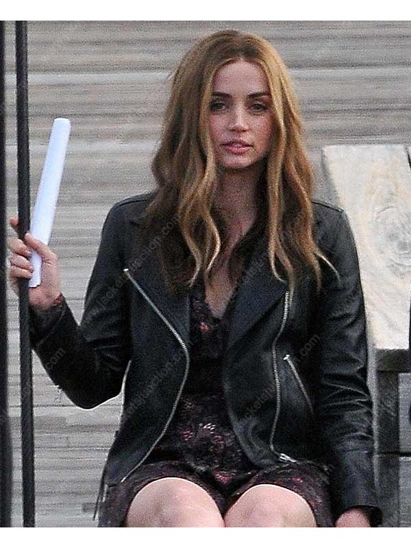Ana de Armas Ghosted Black Leather Jacket
