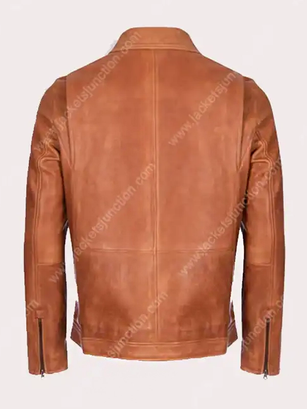 Mens Brown Leather Shirt Collar Jacket