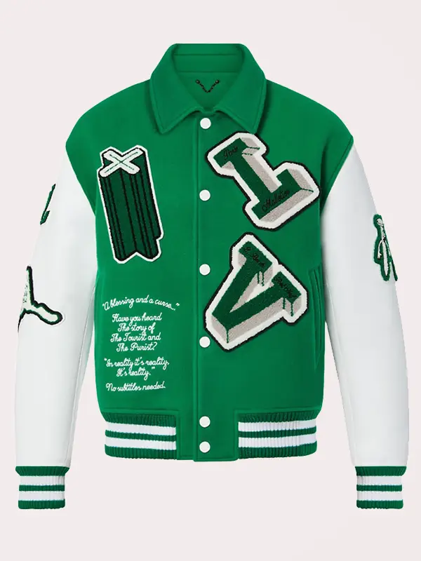 Mens Louis Vuitton Green Varsity Jacket - Jacketpop