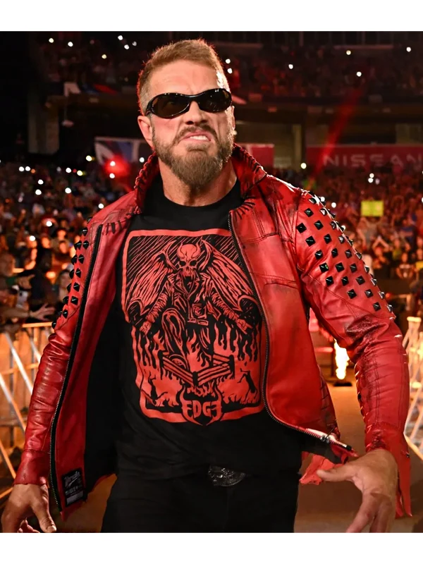 WWE Edge Red Studded Leather Jacket - Jackets Junction