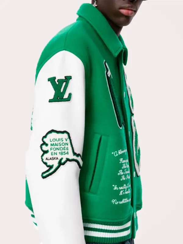 Men's L-V Green Varsity Fashion Jacket