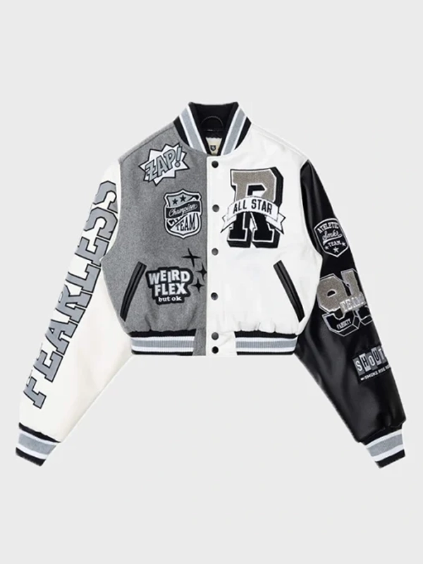 Frealess All Star Cropped Varsity Jacket - Jackets Junction