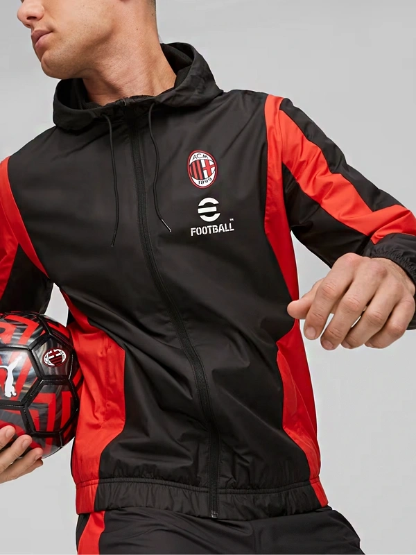 AC Milan Prematch Black and Red Jacket