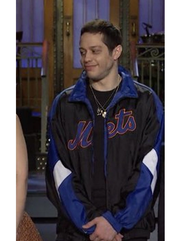 SNL Pete Davidson Mets Black and Blue Jacket