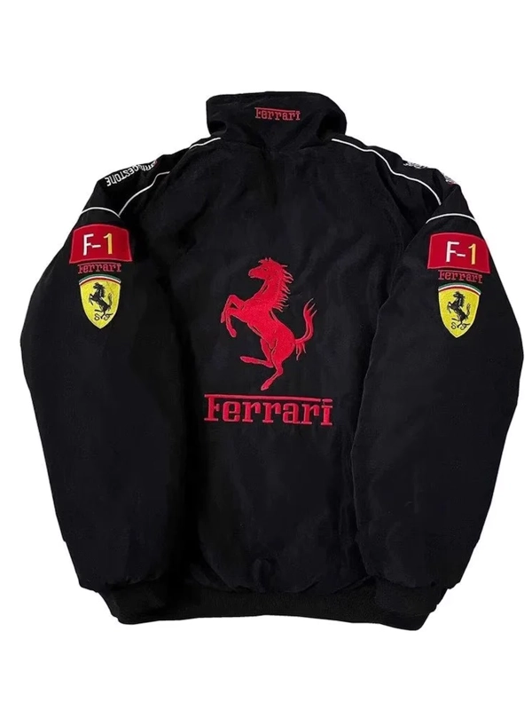 Vintage Black Halsey Ferrari F1 Jacket - Jackets Junction