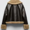 Zara Aviator Shearling Leather Jacket