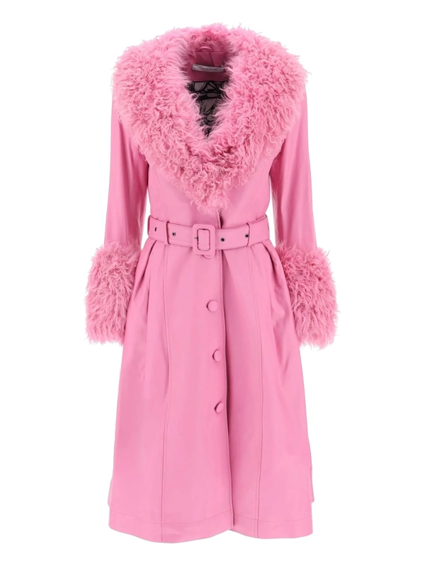 Saks Potts Foxy Pink Leather Shearling Coat