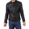Men's Slim-fit Biker Jacket in Waxed Leather