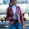 Womens Fashion Designer Leather Jacket Red Maroon
