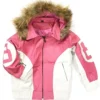 8 Ball Pink Hooded Fur Leather Jacket