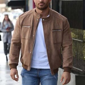 Mike Hassini Suede Bomber Jacket