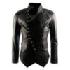 Black Leather Military Jacket For Men’s