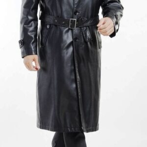 Black Leather Trench Coat For Men’s