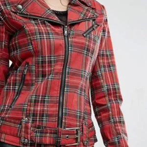 Lucifer Season 6 Brianna Hildebrand Plaid Moto Jacket