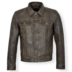 Waxed Brown Cowhide Leather Jacket