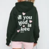 All You Need Is Love Hoodie Forest Green - Image 2