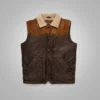Mens Shearling Brown Leather Vest