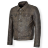 Waxed Brown Cowhide Leather Jacket - Image 3