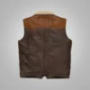 Mens Shearling Brown Leather Vest - Image 2
