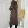 Women’s Brown Shearling Hooded Overcoat