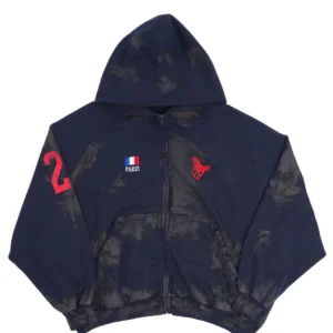 Balenciaga Distressed Polo Zip-Up Hoodie