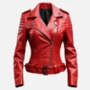Womens Slim Fit Fashion Leather Jacket Red