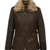 Dark Brown Shearling Leather Jacket Women