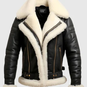 Men's Black B3 Real Shearling Sheepskin Leather Jacket