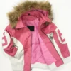 8 Ball Pink Hooded Fur Leather Jacket - Image 2