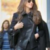 Irina Shayk Stylish Black Zip Up Fabric Jacket