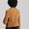 Womens Suede Leather Motorcycle Jacket - Image 6