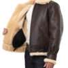 Mens Traditional Shearling Leather Jacket - Image 6